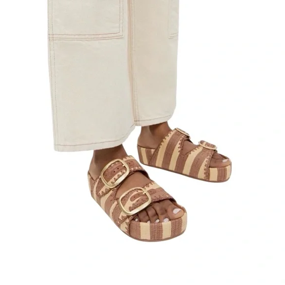 NEW Loeffler Randall Theo Sandals. Brown & Tan Stripe. 7.5. New in box - Picture 3 of 8